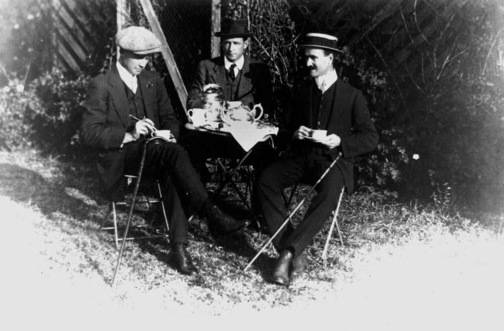 McIntyre family at tea in the grounds of Enville, Toowoomba, in 1913