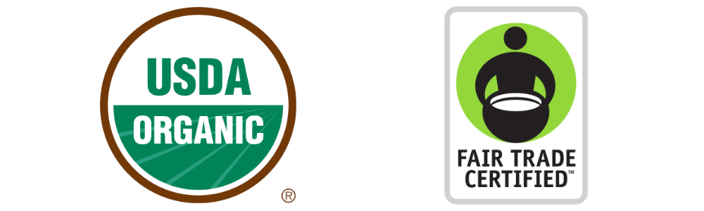 certified organic and fair trade - logo marks